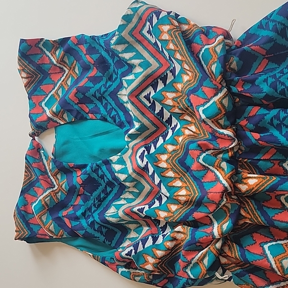 Teal Tribal Print Dress - Picture 3 of 3